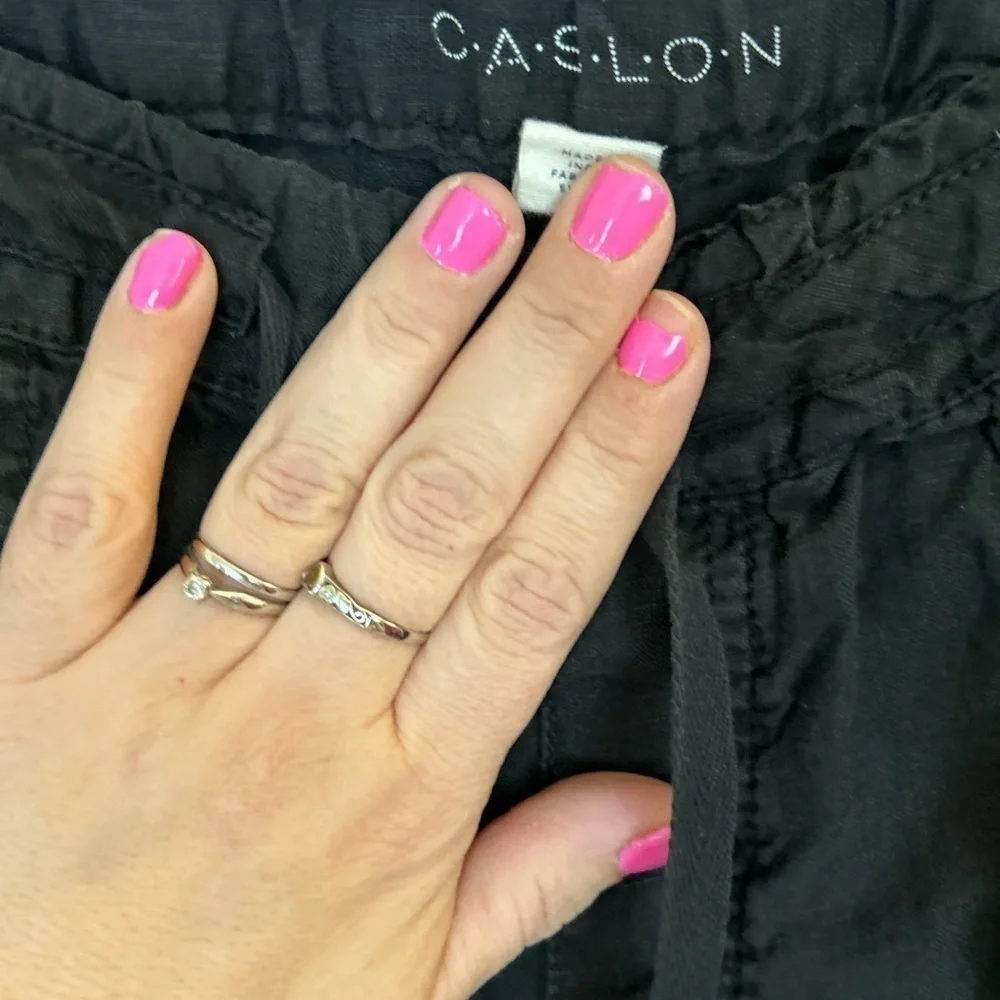 Caslon 100 % linen black pull on pants